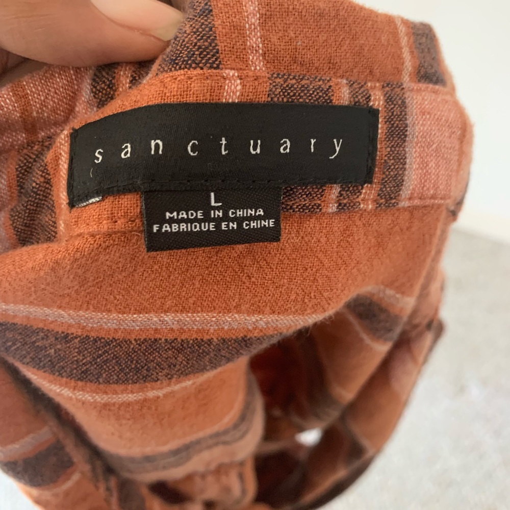 Sanctuary Borrego Tie Shirt in Sierra Stripe Sz L - Picture 7 of 8
